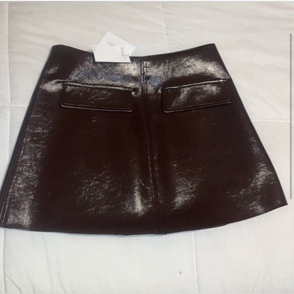 H&M burgundy coated mini skirt